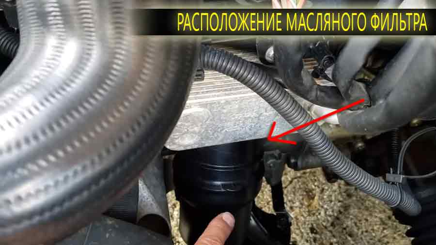 Расположение масляного фильтра в Ауди А4 Б7