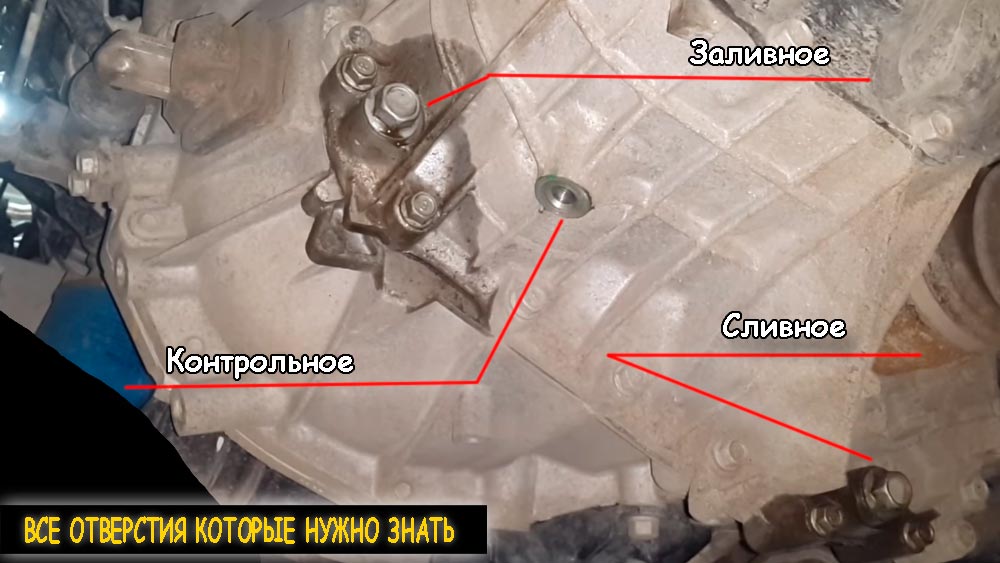 Сливное и заливные пробки вместе контролем